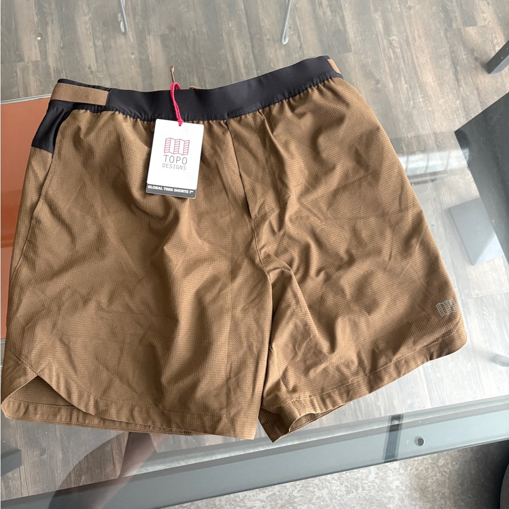Topo Designs Tan and Black Shorts